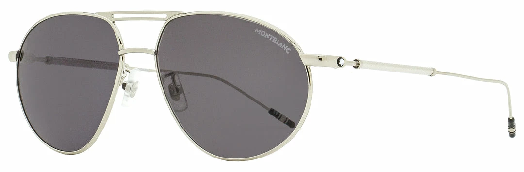 Montblanc Men's Aviator Sunglasses Silver 61mm 3 Montblanc Men's Aviator Sunglasses Silver 61mm