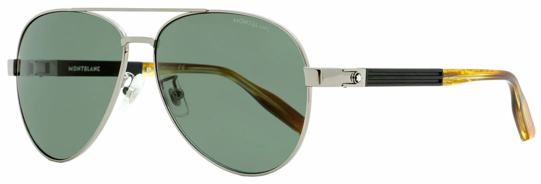 Montblanc Men's Aviator Sunglasses MB0032S 004 Ruthenium/Black/Havana 61mm 3 Montblanc Men's Aviator Sunglasses MB0032S 004 Ruthenium/Black/Havana 61mm