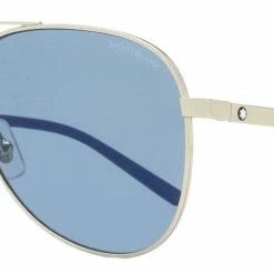 Montblanc Men's Pilot Sunglasses MB0103S 003 Silver/Black/Blue 59mm