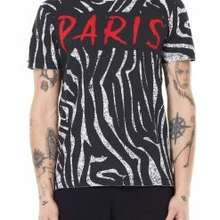 Eleven Paris men Knit Zebra Aop T-Shirt in Black