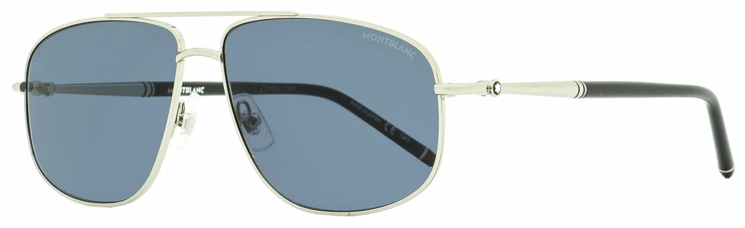 Montblanc Men's Pilot Sunglasses Silver/Black 60mm 3 Montblanc Men's Pilot Sunglasses Silver/Black 60mm