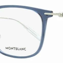Montblanc Men's Rectangular Eyeglasses MB0100O 004 Transparent Blue/Silver 52mm