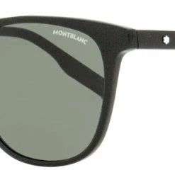 Montblanc Men's Thin Frame Sunglasses Black 54mm