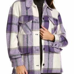 women Eleven Paris Plaid Trucker Wool-Blend Shacket