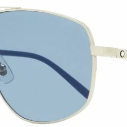 Montblanc Men's Navigator Sunglasses MB0102S 003 Silver/Black/Blue 60mm