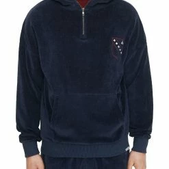 Eleven Paris Mens Hood Zipper Embroidered Hooded Sweatshirt