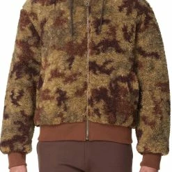 Eleven Paris men Sherpa Hooded Camo Jacket in Loden Frost Camo
