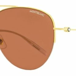 Montblanc Men's Aviator Sunglasses MB0074S 005 Gold/Clear 59mm